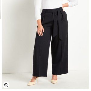 Eloquii Green Soft Tie Waist Wide-Leg Pant